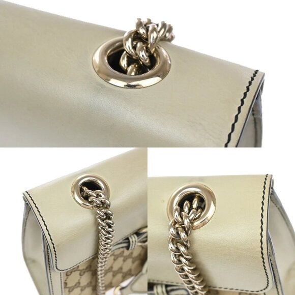 GUCCI Logo Emily GG Pattern Chain Shoulder Bag Canvas Leather Brown 498-082025 - Picture 8 of 15